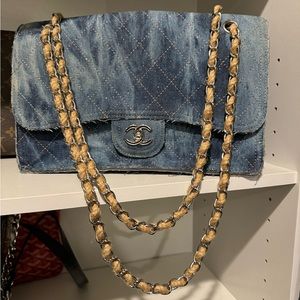 Large flap bag - denim